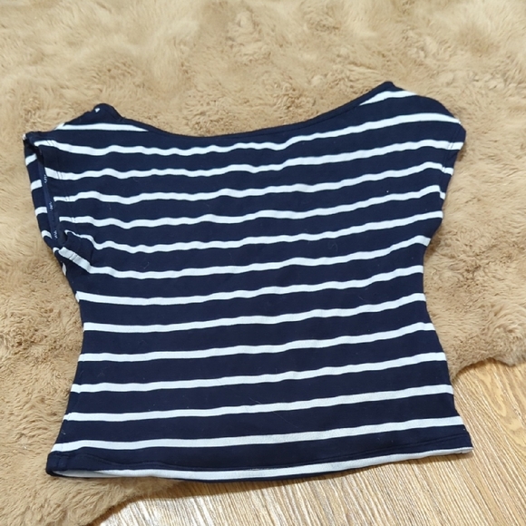 Klassy Network Navy and White Striped Tee - Picture 4 of 4